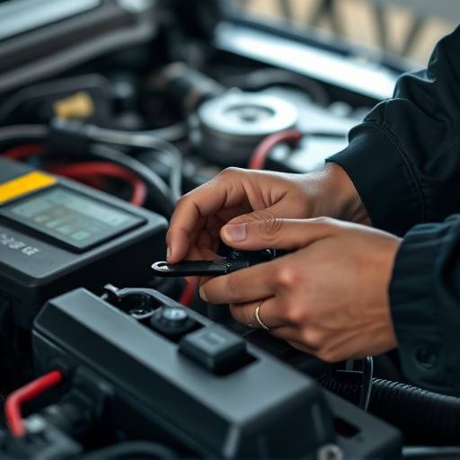 Image of a car's electrical system being repaired